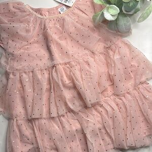Gap Pink Ruffled Polka Dot Dress